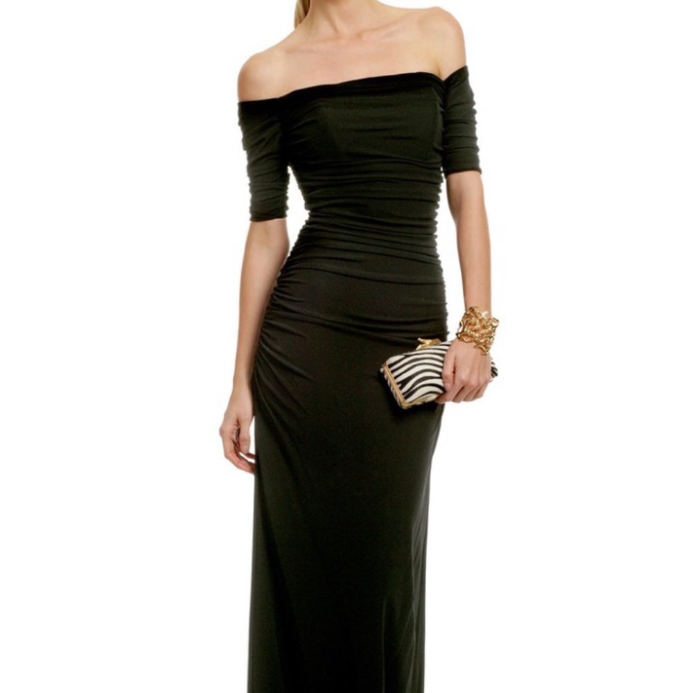 Badgley Mischka Black Off-Shoulder Wedding Dress